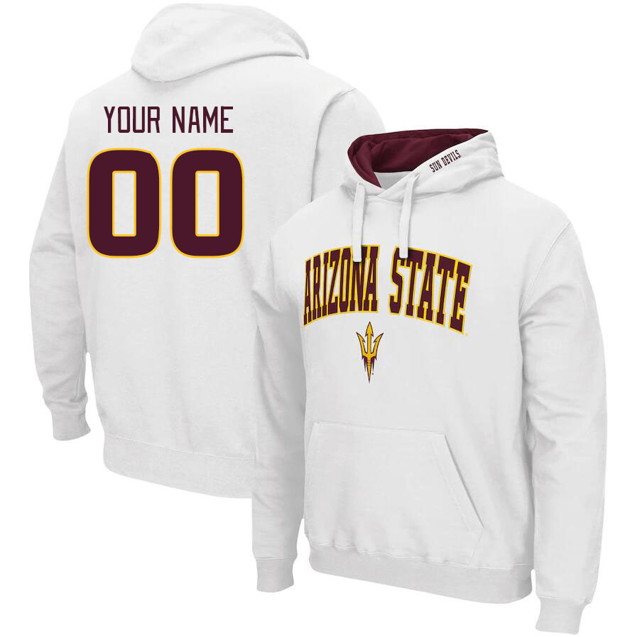 Custom Arizona State Sun Devils Name And Number Hoodie-White - Click Image to Close
